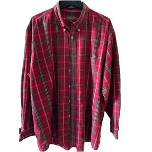 VTG Siegfried Shirt Men's XL Red Plaid Long Sleeve Wrinkle Resistant Button Down